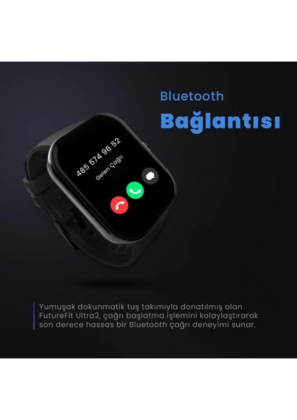 FutureFit Ultra2 Bluetooth 5.2 IP68 Su Geçirmez AMOLED Ekran 1.85 inç Arama Özellikli iOS&Android Uyumlu Nabız Spor Kan Oksijen Takibi 47mm Akıllı Saat Pembe