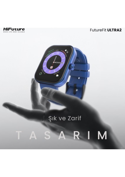 FutureFit Ultra2 Bluetooth 5.2 IP68 Su Geçirmez AMOLED Ekran 1.85 inç Arama Özellikli iOS&Android Uyumlu Nabız Spor Kan Oksijen Takibi 47mm Akıllı Saat Pembe