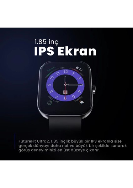 FutureFit Ultra2 Bluetooth 5.2 IP68 Su Geçirmez AMOLED Ekran 1.85 inç Arama Özellikli iOS&Android Uyumlu Nabız Spor Kan Oksijen Takibi 47mm Akıllı Saat Pembe