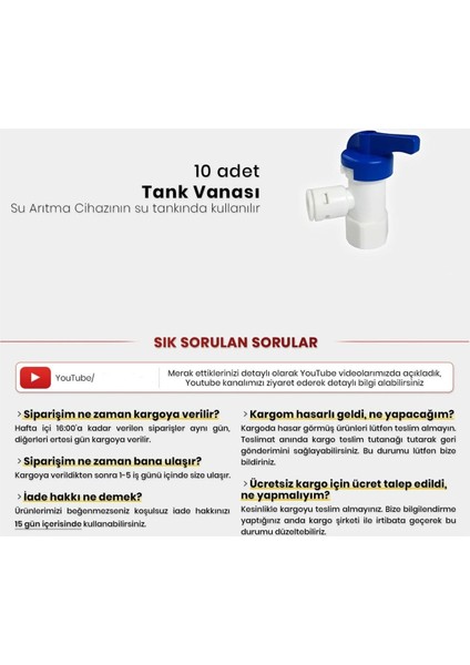 Water King Su Arıtma Cihazı Için Tank Vanası 10 Adet