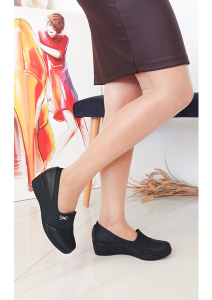 Gdt Ayakkabı Siyah Cilt (Suni) Deri Dolgu Topuk Kadın Ayakkabı fiyatları