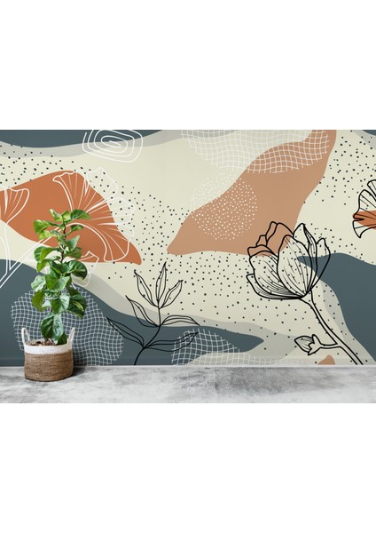 Abstract Tasarım Duvar Kağıdı, Abstract Çiçekli Duvar Resmi