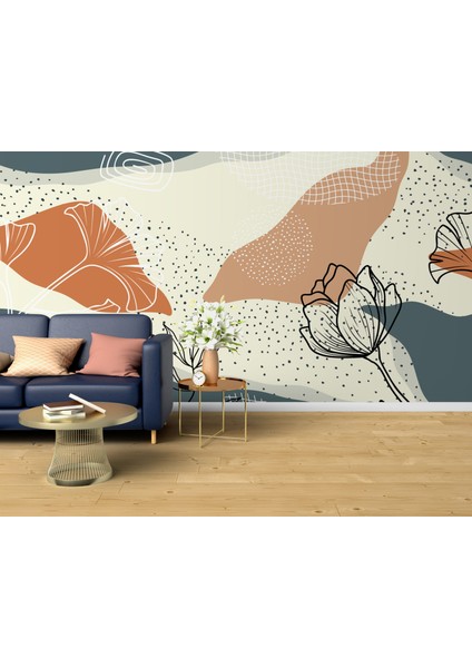 Abstract Tasarım Duvar Kağıdı, Abstract Çiçekli Duvar Resmi