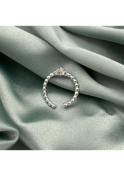 Ordin Baget Taşlı Burgu Rhodium Kaplama Kadın Gümüş Yüzük