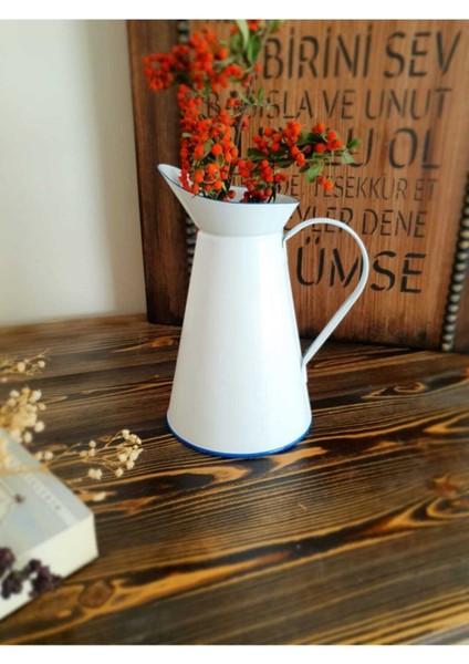 Vazo Galvaniz Mavi Çizgili Çok Amaçlı 18 cm modelleri
