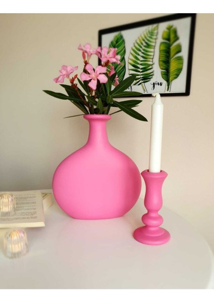 Seramik Vazo Ve Mumluk Ikili Set
