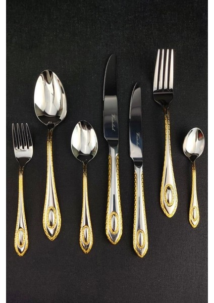 Winterbach 6 Kişilik 42 Parça Paslanmaz Çelik Çatal Kaşık Bıçak Takımı Gold