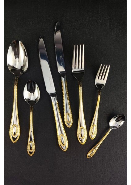 Winterbach 6 Kişilik 42 Parça Paslanmaz Çelik Çatal Kaşık Bıçak Takımı Gold