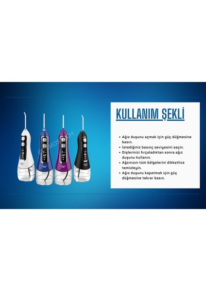 Kablosuz Pro V580 Water Flosser 320ml Taşınabilir Diş/Protez Bakım Ve Ağız Duşu Beyaz