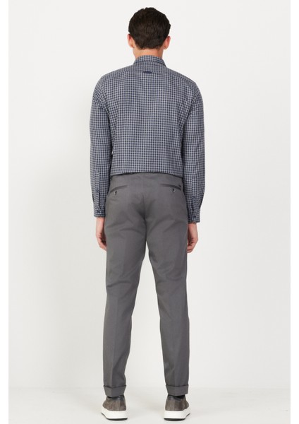 ALTINYILDIZ CLASSICS Erkek Gri Slim Fit Dar Kesim Gabardin Kumaş Desenli Pamuklu Esnek Beli Lastikli Pantolon