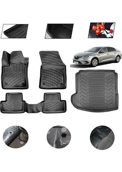 Renault Megane 4 Sedan Sol Kulaklı 2025 Model 4d Bagaj Paspas Set