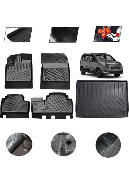 Citroen Berlingo Seperatörlü 2025 Model 4d Bagaj Paspas Set
