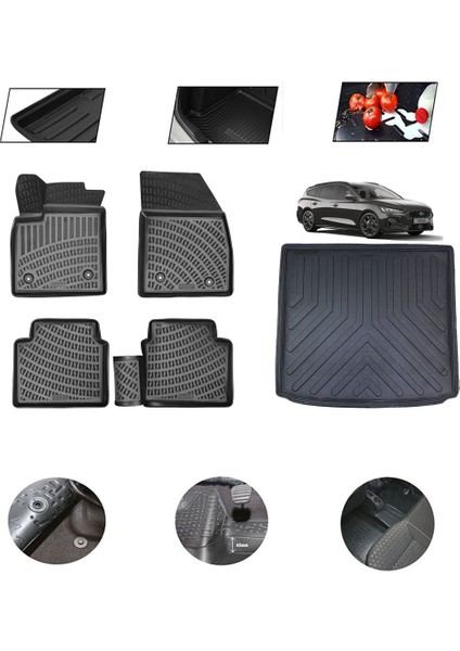Ford Focus Stw Üst Kısım 2020 Model 4d Bagaj Paspas Set