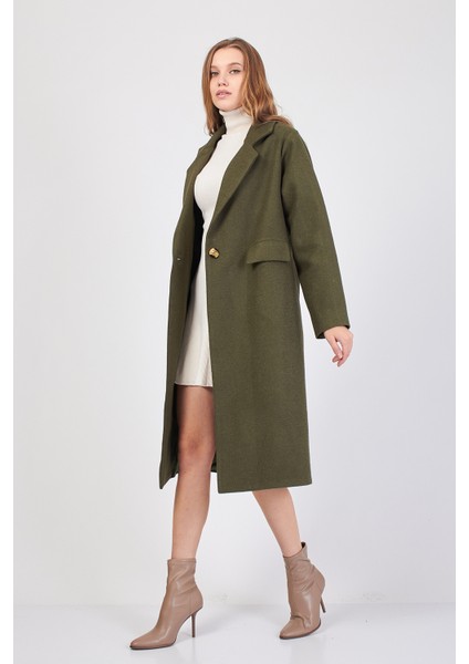 Sevde Ugur Colleciton Yeşil / Haki Kaşe Kaban