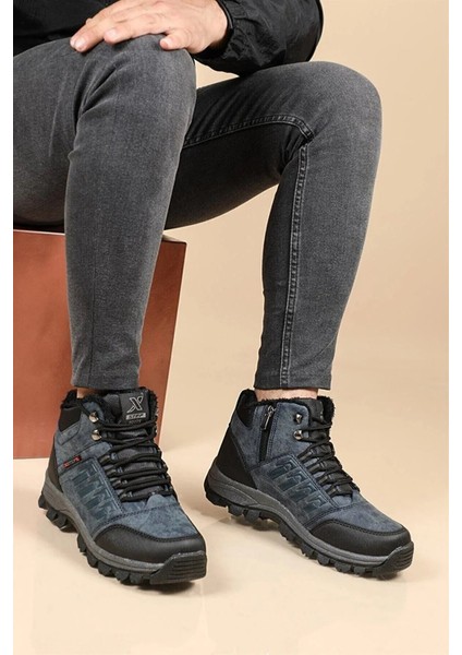 Xsteph Unisex Lacivert Suya Soğuğa Dayanıklı Kaydırmaz Termo Taban Kışlık Treking Uzun Bot indirimleri
