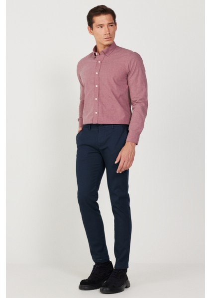 ALTINYILDIZ CLASSICS Erkek Lacivert Slim Fit Dar Kesim Pamuklu Esnek Rahat Armürlü Pantolon fırsatları