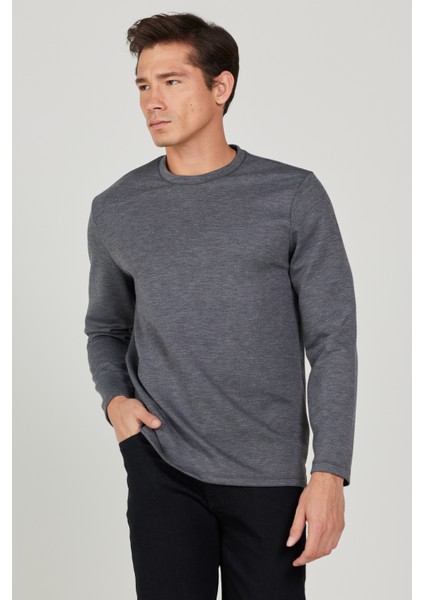ALTINYILDIZ CLASSICS Erkek Antrasit-Melanj Slim Fit Dar Kesim Bisiklet Yaka Tişört
