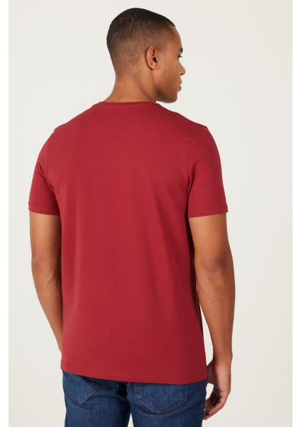 ALTINYILDIZ CLASSICS Erkek Bordo 360 Derece Her Yöne Esneyen Slim Fit Bisiklet Yaka Tişört