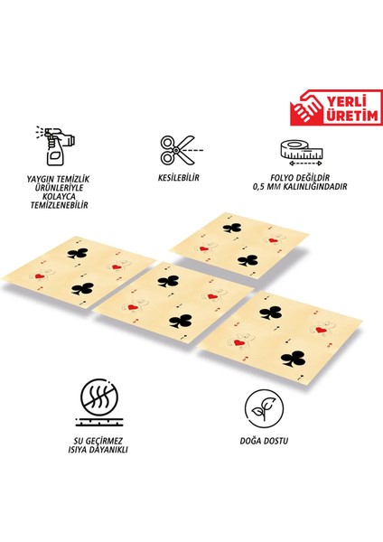 Kendinden Yapışkanlı Iskambil Kız Desenli Pvc Karo 30X30 cm 4'lü 0,36 M2