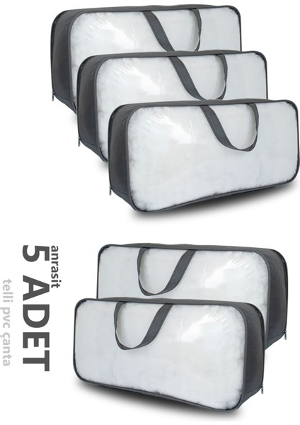 5'li Set Pvc & Şeffaf Telli Valiz Hurç 60x30x18