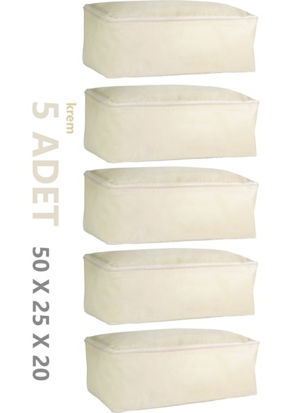 5'li Set Baza Altı Düzenleyici Küçük Boy Hurç Krem 50x25x20 Cm