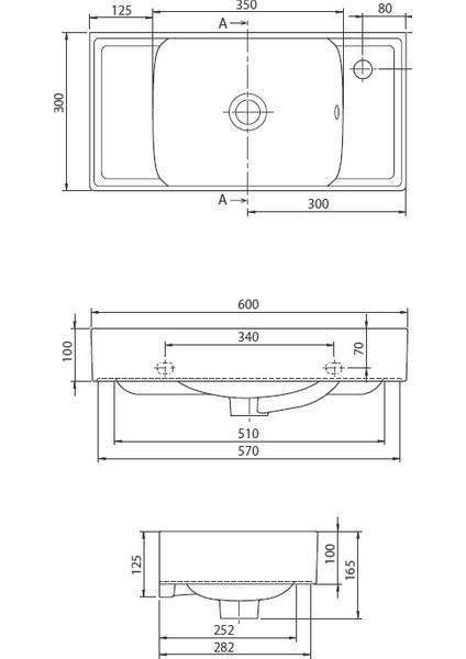 Sharp 60X30 cm Sağ Delikli Lavabo