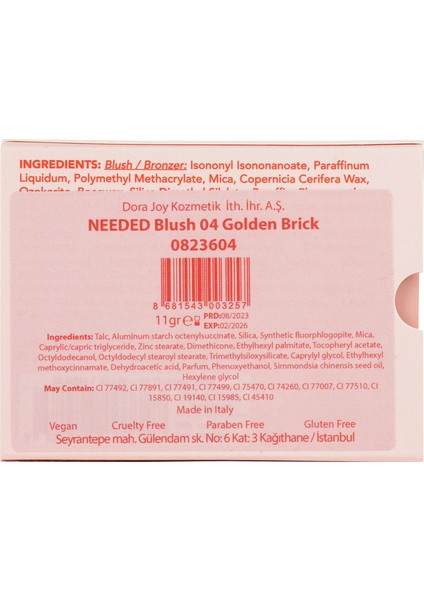 Işıltılı Toz Allık 04 Golden Brick Powder Blush Vegan E Vitaminli fiyatları