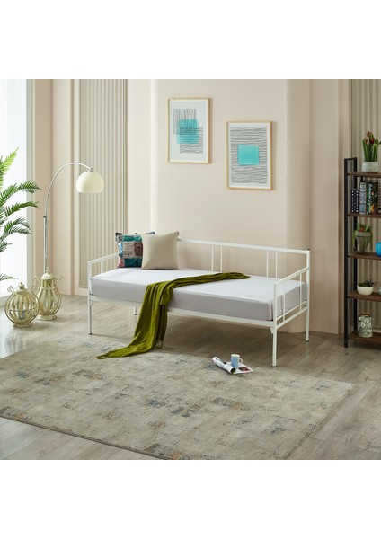 Forte Daybed Tek Kişilik Sedir Divan Metal Karyola 90X190-90X200 Beyaz