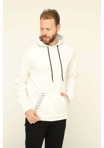 Baskılı Kanguru Cepli Sweatshirt