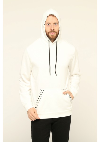 Baskılı Kanguru Cepli Sweatshirt