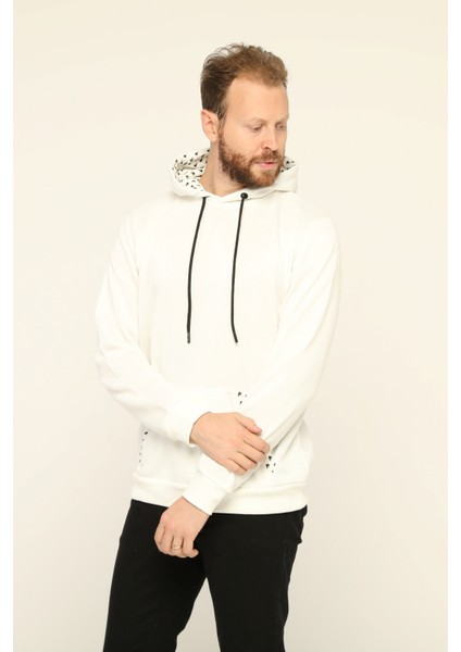 Baskılı Kanguru Cepli Sweatshirt