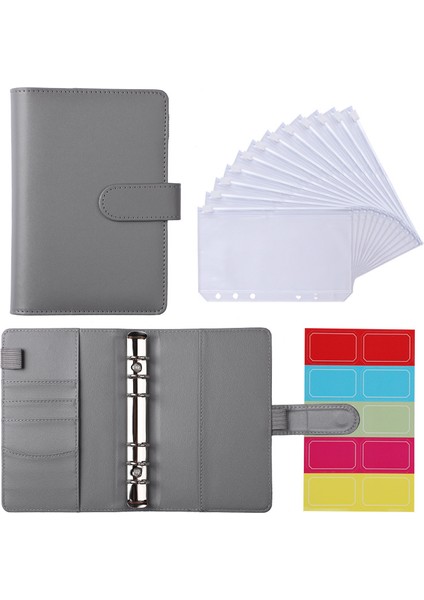 Sadece Kapak A6 A5 A6 Pu Deri Defter Bağlayıcı Bütçe Planlayıcı Organizatör 6 Telli Bağlayıcı 12 Bağlayıcı Cepler ve 1 Sayfalık Bütçe Sayfaları Etiketli (Yurt Dışından)