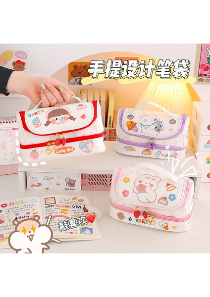 Mavi Kawaii Pvc Su Geçirmez Kırtasiye Kalem Kutusu Sevimli Taşınabilir Kalem Çantası Kore Kırtasiye Sevimli Saklama Çantası Okul Malzemeleri (Yurt Dışından) modelleri