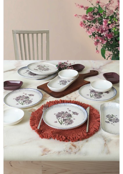 Blue Lily 14 Parça 6 Kişilik Kahvaltı Takımı