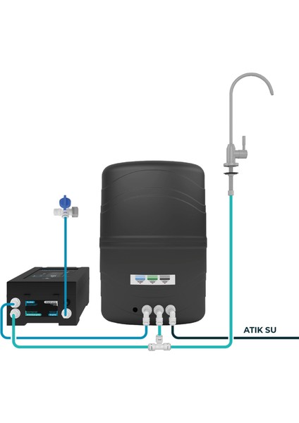 Harici Pompa - Pompasız Su Arıtma Cihazını Pompalıya Çevirin - Siyah
