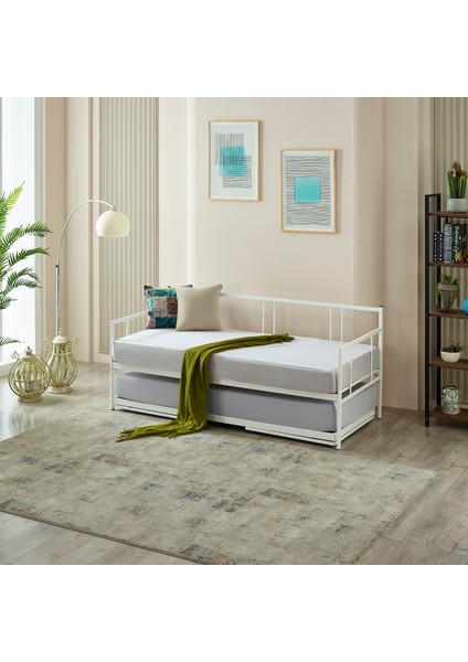 Forte Yavrulu Karyola Daybed Tek-Çift Kişilik Metal Karyola Beyaz