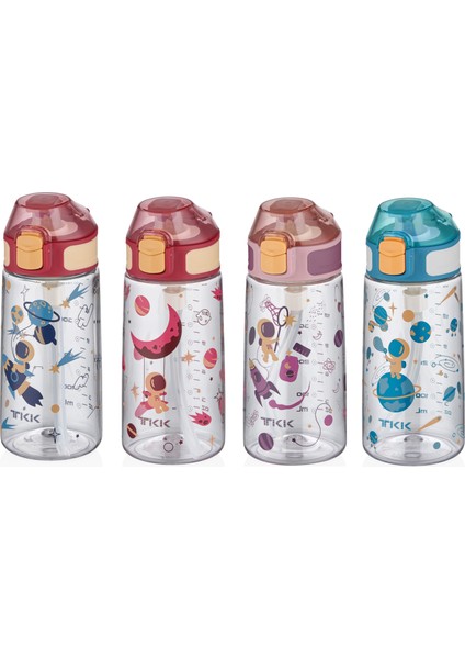Tkk 500 ml Silikon Pipetli Kilitlenebilir Kapak Desenli Sızdırmaz Tritan Su Matarası modelleri