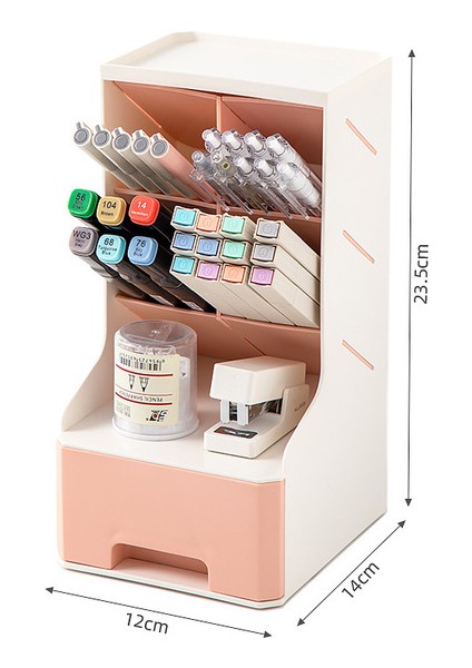 Pembe Eğik Çekmece Kırtasiye Organizatör Çok Fonksiyonlu Bölme Ayrılabilir Kalemlik Kawaii Masa Depolama Kırtasiye Malzemeleri (Yurt Dışından)
