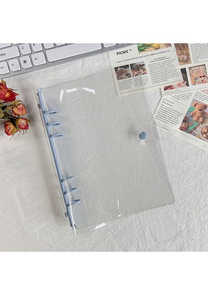 Gri Mavi-A5 1pc A5 A6 6 Telli Şeffaf Pvc Gevşek Yaprak Defter Kapağı Fotoğraf Organizatör Günlük Dergisi Planlayıcısı Kore Okul Kırtasiye (Yurt Dışından)
