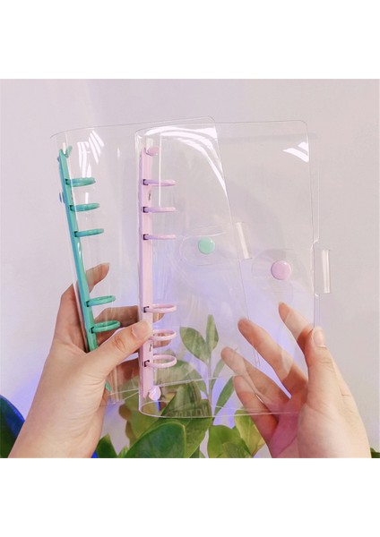 Gri Mavi-A5 1pc A5 A6 6 Telli Şeffaf Pvc Gevşek Yaprak Defter Kapağı Fotoğraf Organizatör Günlük Dergisi Planlayıcısı Kore Okul Kırtasiye (Yurt Dışından) modelleri