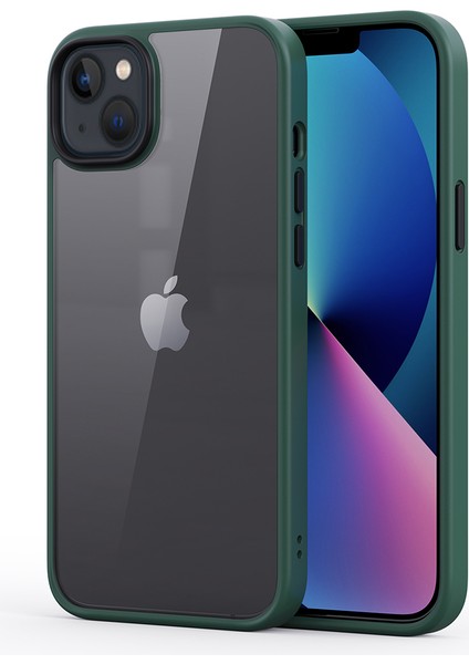 Iphone 13 Mini 5.4 Inç Mat Şok Geçirmez Telefon Kılıfı Tpu+Pc Şeffaf Arka Kapak Yeşili (Yurt Dışından)