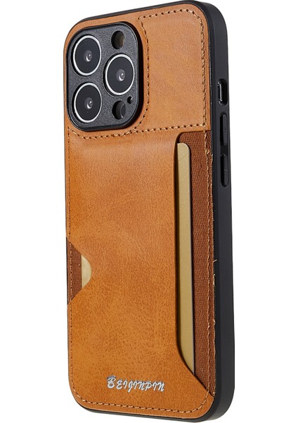 Iphone 13 Pro Max Telefon Kılıfı Için 6.7 Inç Önleme Önleyici Pu Deri+Tpu+Pc Koruyucu Kapak Kartı Yuva Tasarım Hücresi Hassas Kesim-Khaki ile (Yurt Dışından)