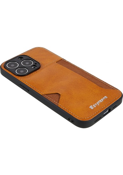 Iphone 13 Pro Max Telefon Kılıfı Için 6.7 Inç Önleme Önleyici Pu Deri+Tpu+Pc Koruyucu Kapak Kartı Yuva Tasarım Hücresi Hassas Kesim-Khaki ile (Yurt Dışından)
