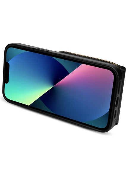 Iphone 13 Mini Telefon Kılıfı Için 5.4 Inç Crossbody Card Tutucu Pu Deri Kaplamalı Tpu Kickstand Fermuar Kapak Black (Yurt Dışından) fırsatları