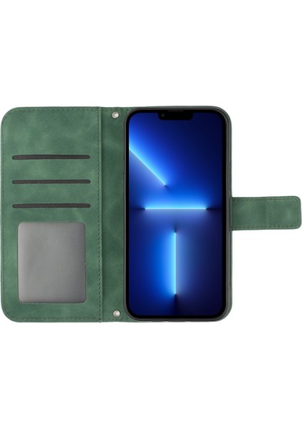 Iphone 13 Pro Max Telefon Kılıfı 6.7 Inç Pu Deri Cüzdan Kılıf Cilt Touch Baskı Baskısı Ayçiçeği Folio Omuz Strap-Dark Yeşil ile Telefon Kapağı (Yurt Dışından)