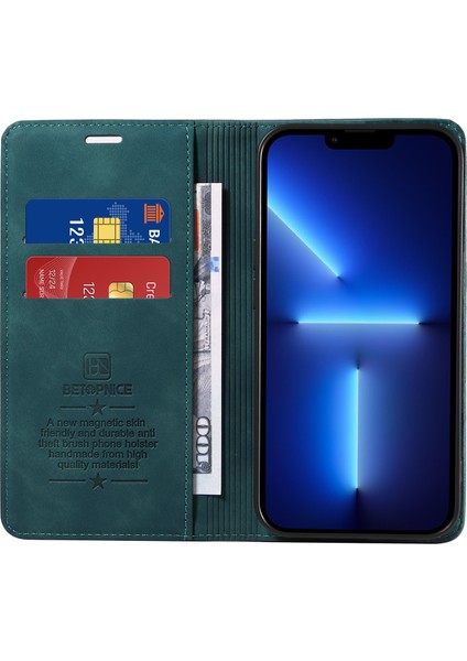 Iphone 13 Pro Max Telefon Kılıfı Cüzdan Telefon Kabuğu Pu Deri Stand Kapağı Rfıd Engelleme Telefon Vaka Yeşil (Yurt Dışından) fiyatları