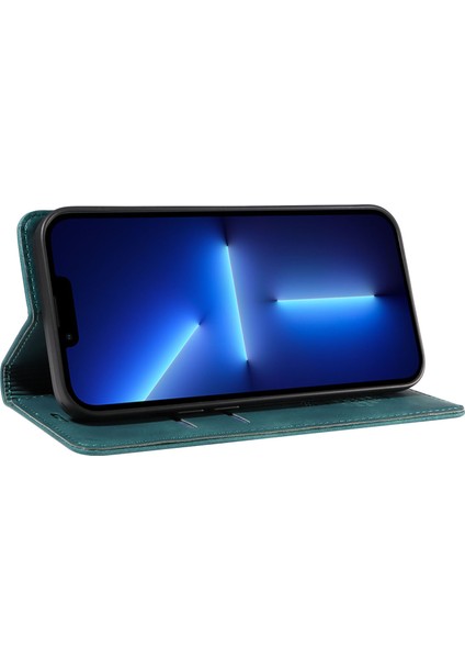 Iphone 13 Pro Max Telefon Kılıfı Cüzdan Telefon Kabuğu Pu Deri Stand Kapağı Rfıd Engelleme Telefon Vaka Yeşil (Yurt Dışından) modelleri