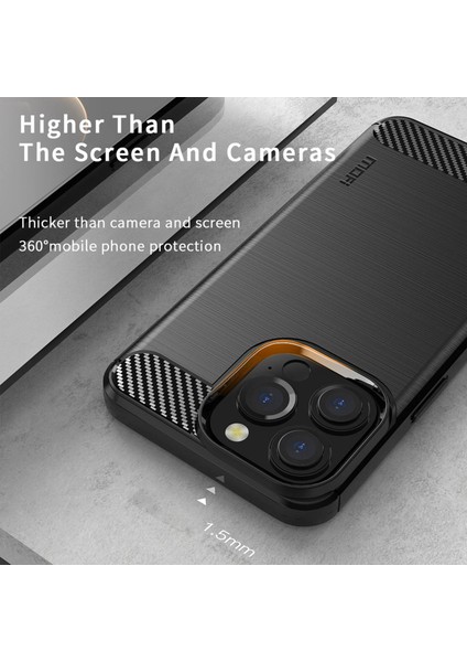 Iphone 13 Pro Max Telefon Kılıfı 6.7 Inç Karbon Fiber Doku Parmak Izi Tpu Kılıf Fırçalanmış Telefon Kapak-Kırmızı (Yurt Dışından)