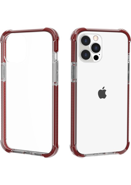 Iphone 13 Pro Telefon Kılıfı Için Şeffaf Akrilik Kalın Dört Köşe Şok Geçirmez 6.1 Inç-Gri/turuncu (Yurt Dışından)