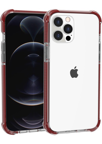 Iphone 13 Pro Telefon Kılıfı Için Şeffaf Akrilik Kalın Dört Köşe Şok Geçirmez 6.1 Inç-Gri/turuncu (Yurt Dışından)